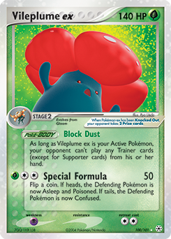 Pokémon ex Pokémon card Vileplume EX 100/101 from Ex Hidden Legends expansion