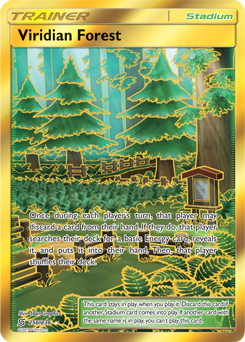Secret Gold Pokémon card Viridian Forest 256/236 from Unified Minds expansion