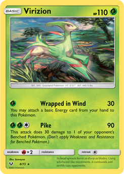 Virizion 8/73 Pokémon card from Shining Legends for sale at best price