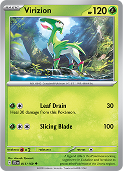 Uncommon Pokémon card Virizion 15/159 from Journey Together expansion