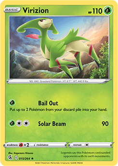 Rare Pokémon card Virizion 15/264 from Fusion Strike expansion