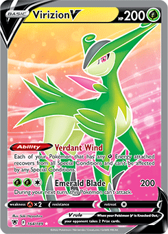 Full Art V Pokémon card Virizion V 164/189 from Astral Radiance expansion