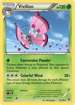 Rare holo Pokémon card Vivillon 17/146 from X&Y expansion