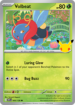 Common Pokémon card Volbeat 003/128 from 30th Celebration expansion