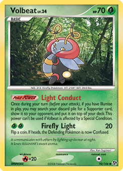 Common Pokémon card Volbeat 92/106 from Great Encounters expansion