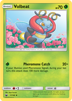 Uncommon Pokémon card Volbeat 17/168 from Celestial Storm expansion