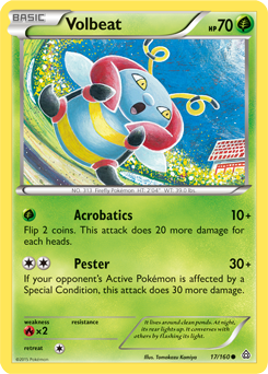 Common Pokémon card Volbeat 17/160 from Primal Clash expansion