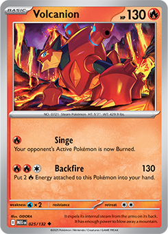 Uncommon Pokémon card Volcanion 25/132 from Mega Evolution expansion