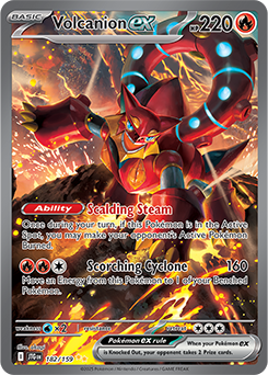 Special illustration rare Pokémon card Volcanion ex 182/159 from Journey Together expansion