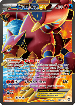 Full Art Pokémon Pokémon card Volcanion EX 107/114 from Steam Siege expansion