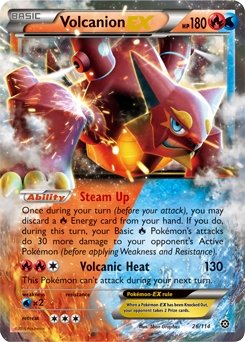 Pokémon EX Pokémon card Volcanion EX 26/114 from Steam Siege expansion