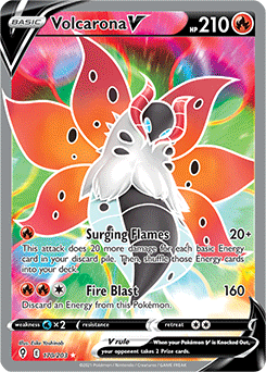 Full Art V Pokémon card Volcarona V 170/203 from Evolving Skies expansion