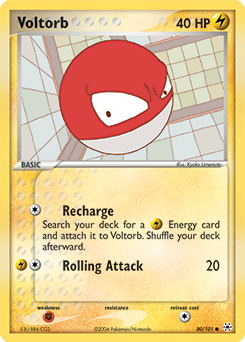 Common Pokémon card Voltorb 80/101 from Ex Hidden Legends expansion