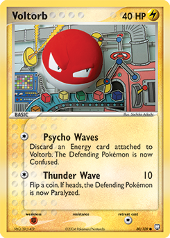 Common Pokémon card Voltorb 80/109 from Ex Team Rocket Returns expansion