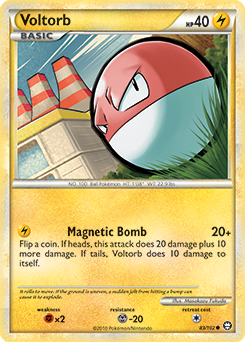 Common Pokémon card Voltorb 83/102 from Triumphant expansion