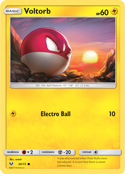 Common Pokémon card Voltorb 30/73 from Shining Legends expansion