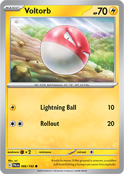 Common Pokémon card Voltorb 066/193 from Paldea Evolved expansion