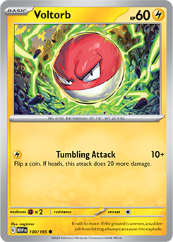 Common Pokémon card Voltorb 100/165 from 151 expansion