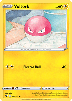 Common Pokémon card Voltorb 045/185 from Vivid Voltage expansion