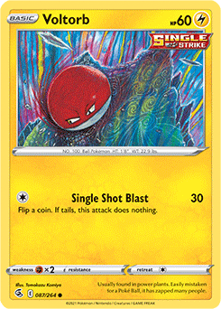 Common Pokémon card Voltorb 87/264 from Fusion Strike expansion