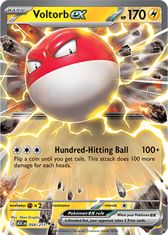 Double rare Pokémon card Voltorb ex 58/217 from Ascended Heroes expansion