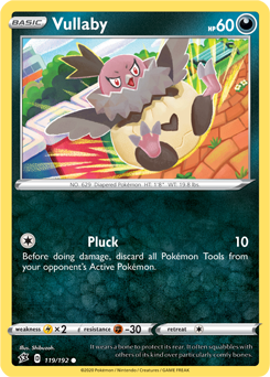 Common Pokémon card Vullaby 119/192 from Rebel Clash expansion