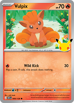 Common Pokémon card Vulpix 009/128 from 30th Celebration expansion