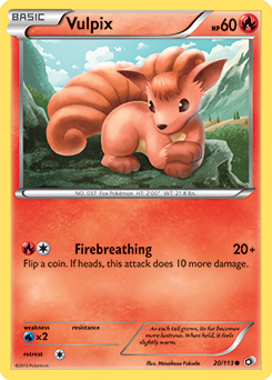Common Pokémon card Vulpix 20/113 from Legendary Treasures expansion