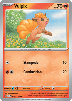 Common Pokémon card Vulpix 19/132 from Mega Evolution expansion