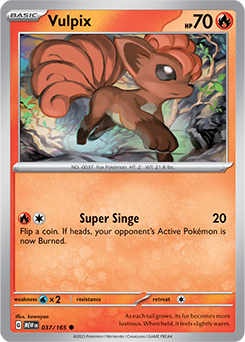 Common Pokémon card Vulpix 37/165 from 151 expansion