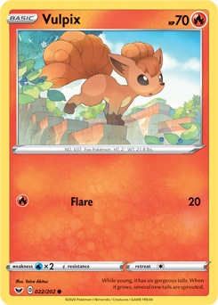 Common Pokémon card Vulpix 22/202 from Sword & Shield expansion