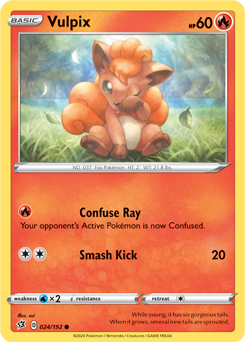 Common Pokémon card Vulpix 24/192 from Rebel Clash expansion