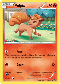 Common Pokémon card Vulpix 20/160 from Primal Clash expansion