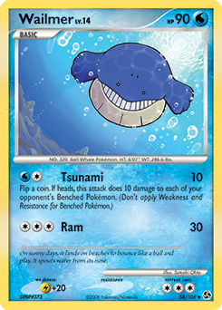 Uncommon Pokémon card Wailmer 58/106 from Great Encounters expansion