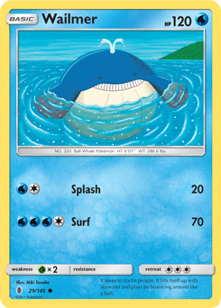 Common Pokémon card Wailmer 29/145 from Guardians Rising expansion