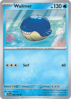 Common Pokémon card Wailmer 40/159 from Journey Together expansion