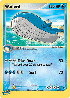 Carte Pokémon Wailord 14/109 de la série Ex Rubis & Saphir en vente au meilleur prix