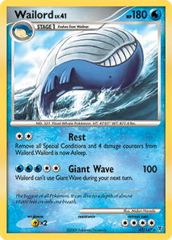 Rare Pokémon card Wailord 47/147 from Supreme Victors expansion