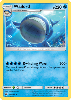 Wailord 40/168 Pokémon card from Celestial Storm for sale at best price