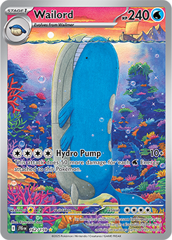 Illustration rare Pokémon card Wailord 162/159 from Journey Together expansion