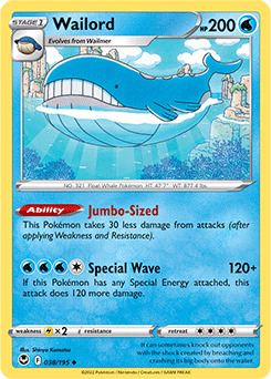 Wailord 038/195 Pokémon card from Silver Tempest for sale at best price