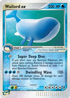 Pokémon ex Pokémon card Wailord EX 100/100 from Ex Sandstorm expansion