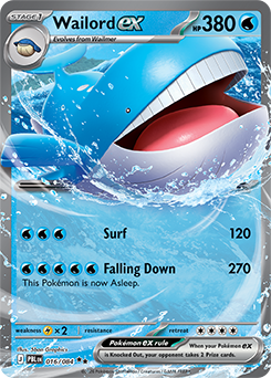 Double rare Pokémon card Wailord ex 16/84 from Pitch Black expansion