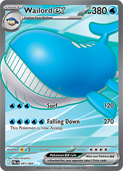 Ultra rare Pokémon card Wailord ex 97/84 from Pitch Black expansion