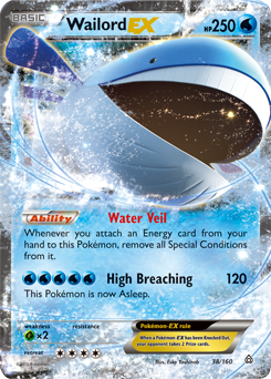 Pokémon EX Pokémon card Wailord EX 38/160 from Primal Clash expansion