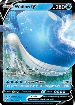 Ultra rare V Pokémon card Wailord V 013/073 from Champion s Path expansion