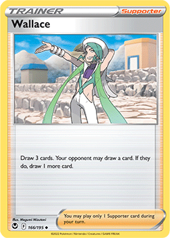Uncommon Pokémon card Wallace 166/195 from Silver Tempest expansion