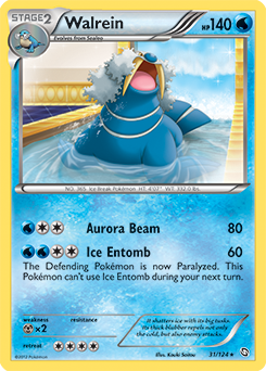 Rare Pokémon card Walrein 31/124 from Dragons Exalted expansion