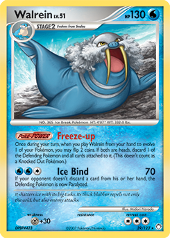 Rare Pokémon card Walrein 39/123 from Mysterious Treasures expansion