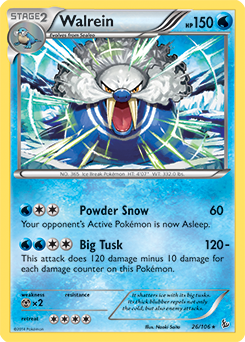 Rare Pokémon card Walrein 26/106 from Flashfire expansion